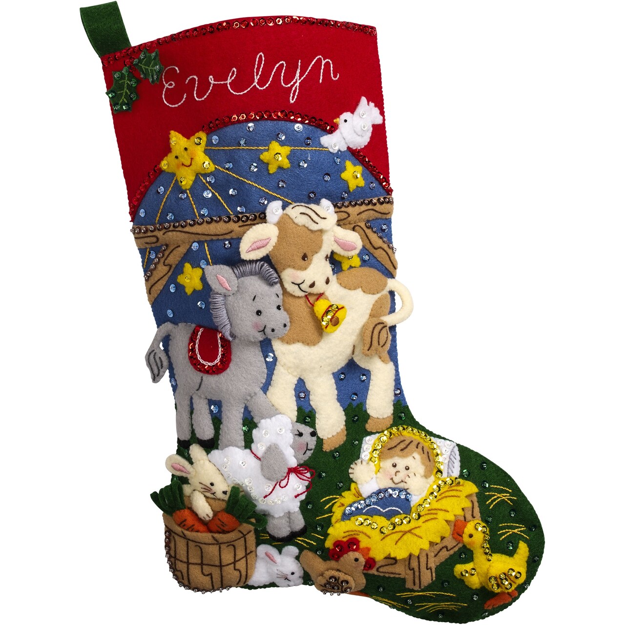 Bucilla Felt Stocking Applique Kit 18" Long-Christmas Nativity